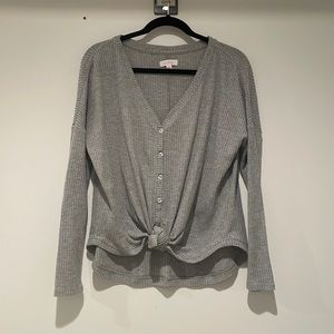 Gray waffle knit sweater